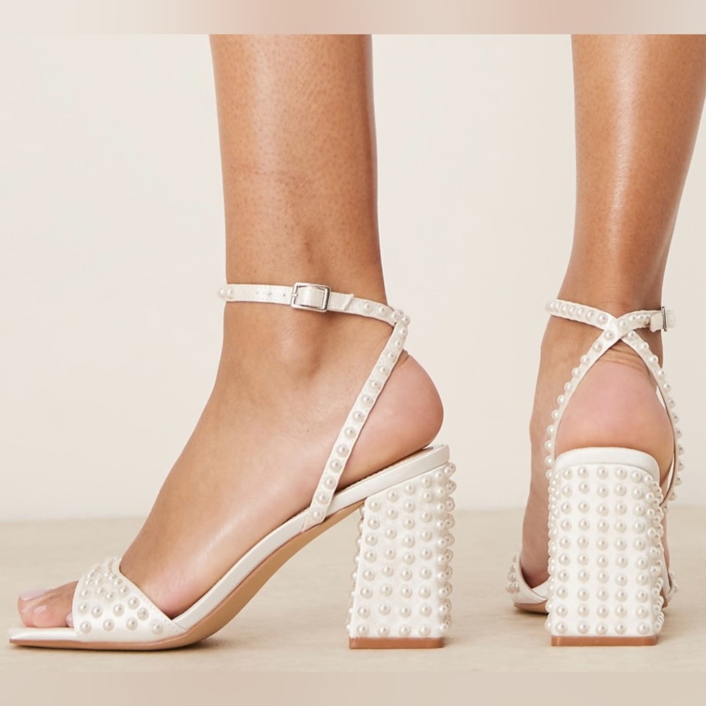 ASOS Pearl-Studded White Heels